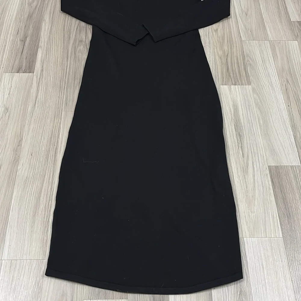 Amanda Maria Black Knit Long Sleeve High Collar Side Slit Midi Dress‎ Size M
